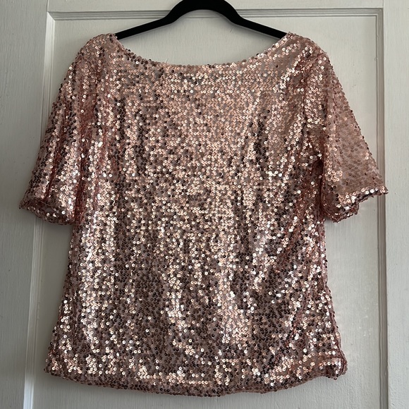 Blush Pink Sequin Top Size XL - Picture 4 of 10